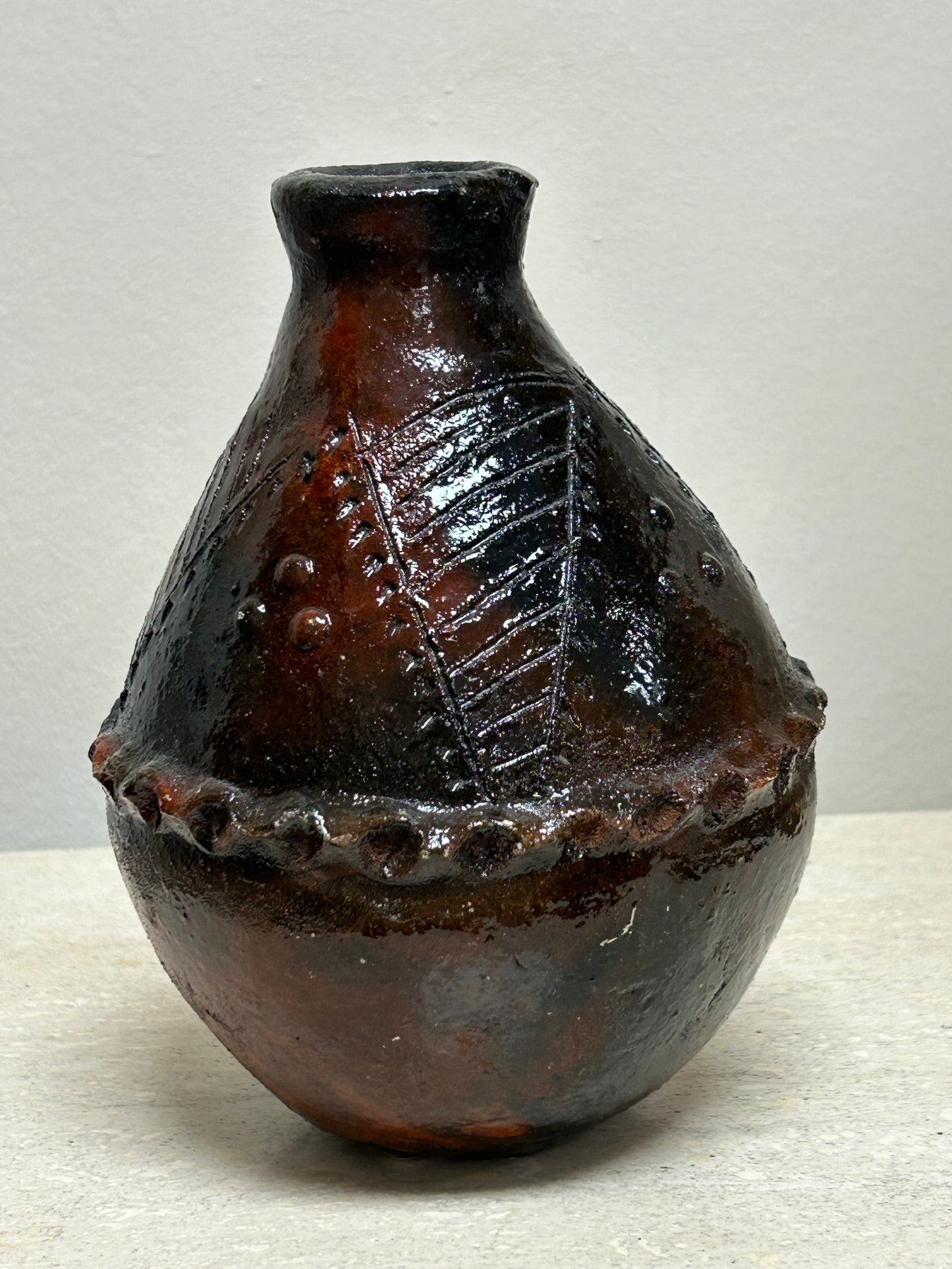 Antique Raku Pottery Vase
