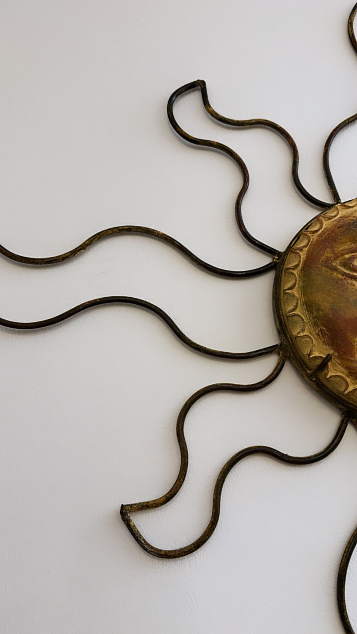 Large Vintage Clay/Metal Sun Face
