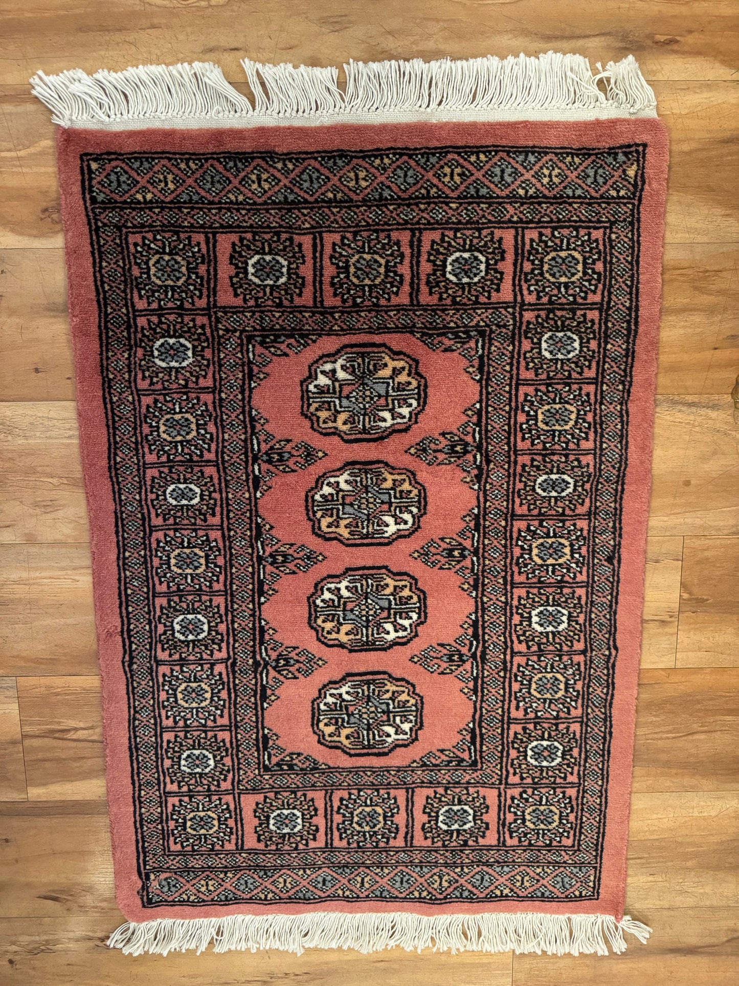 Hand Knotted Light Pink Tribal & Geometric Wool Oriental Rug