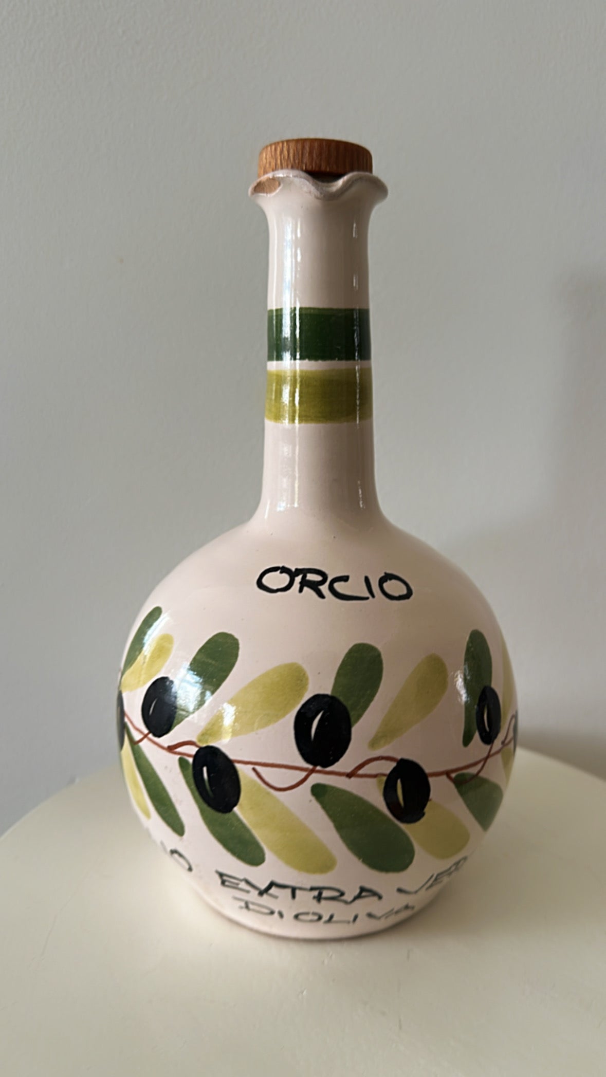 Vintage Ceramic Olive Oil Bottle