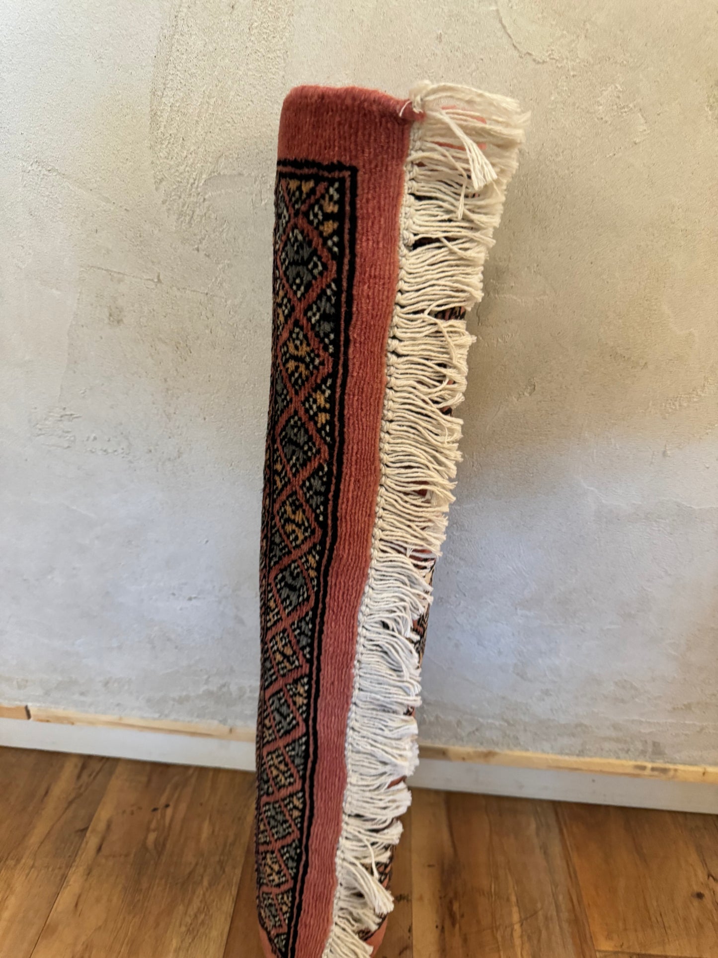 Hand Knotted Light Pink Tribal & Geometric Wool Oriental Rug