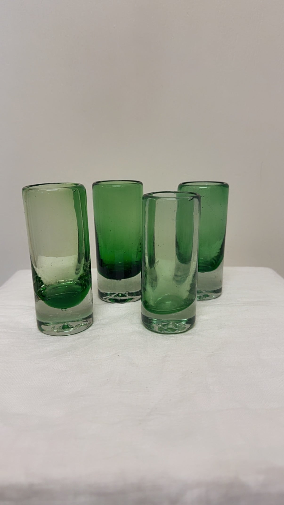 Hand-Blown Green Tequila Shot Glasses