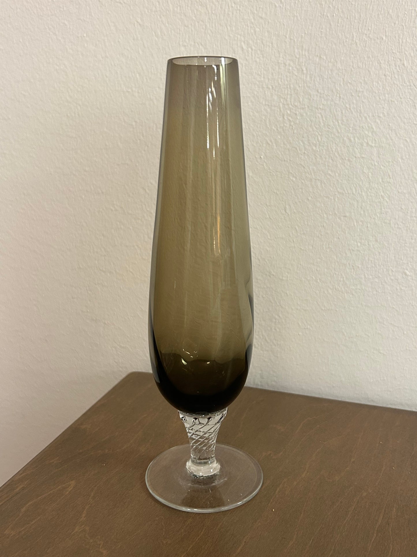 Vintage Crystal Smoke Glass Vase