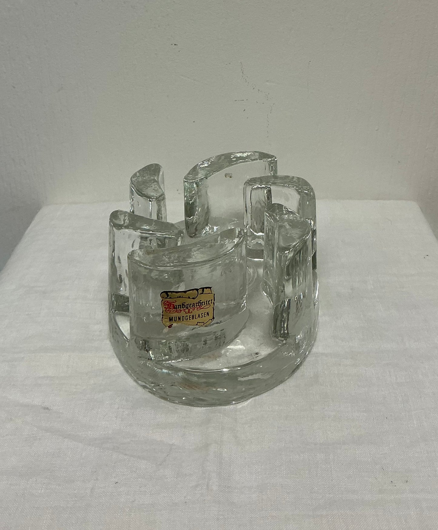 Vintage German Heavy Glass Candle Holder