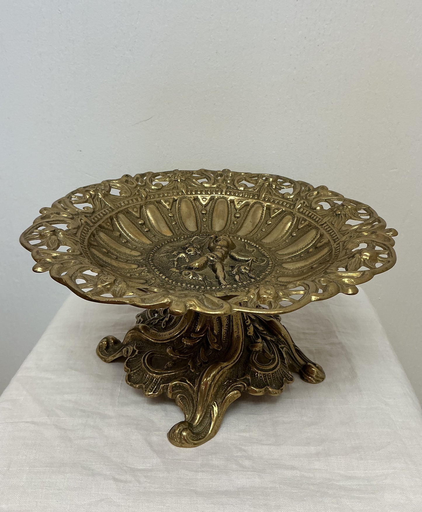 Italian Brass Cherub Footed Bowl