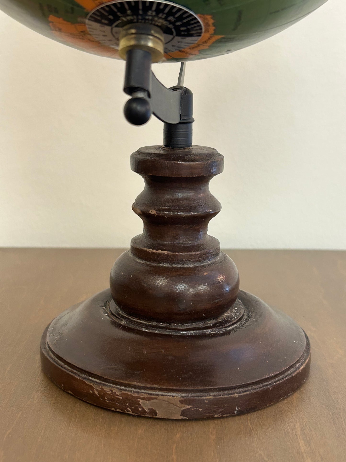 Vintage Desk Globe W/ Wooden Base