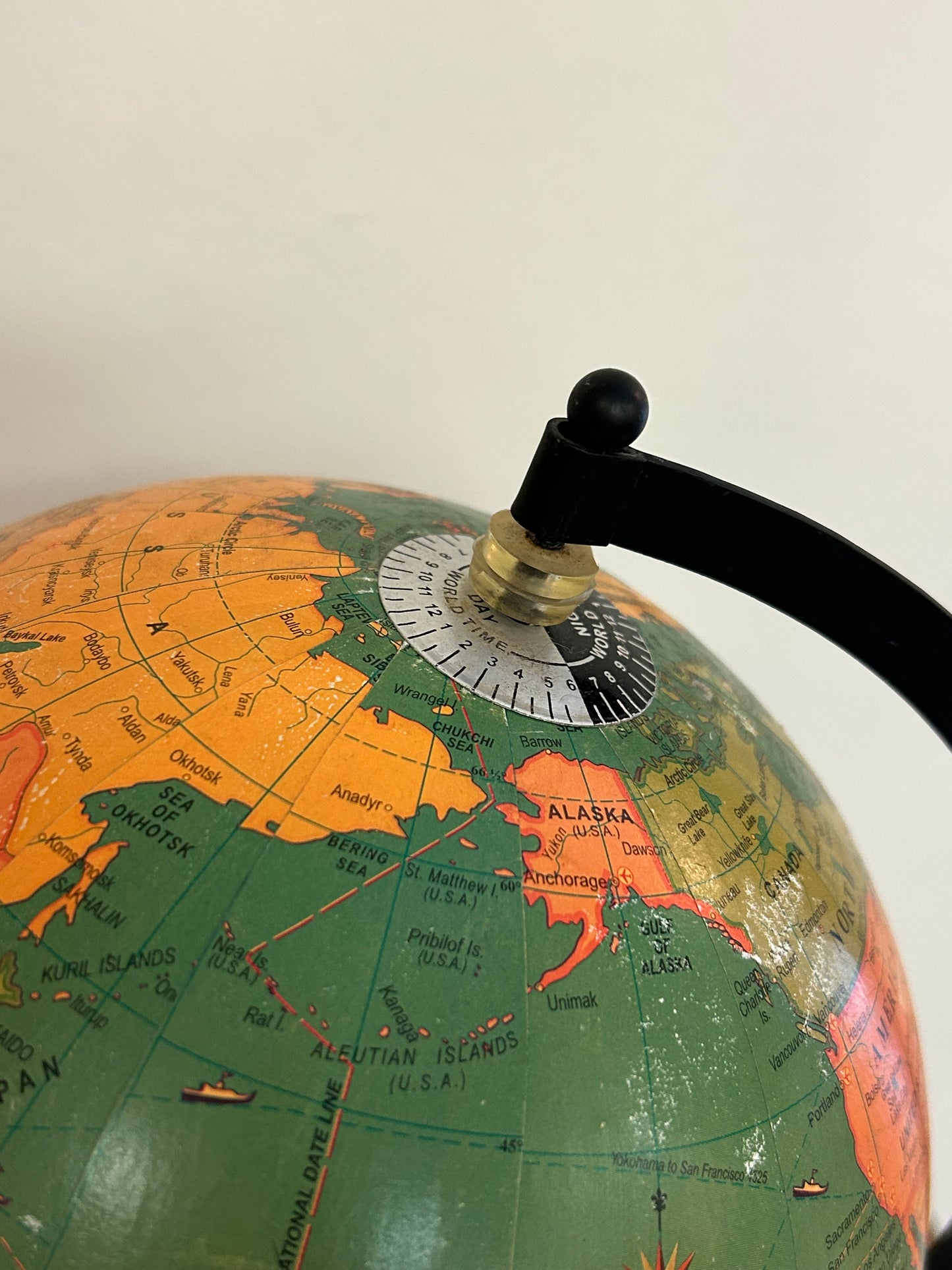 Vintage Desk Globe W/ Wooden Base