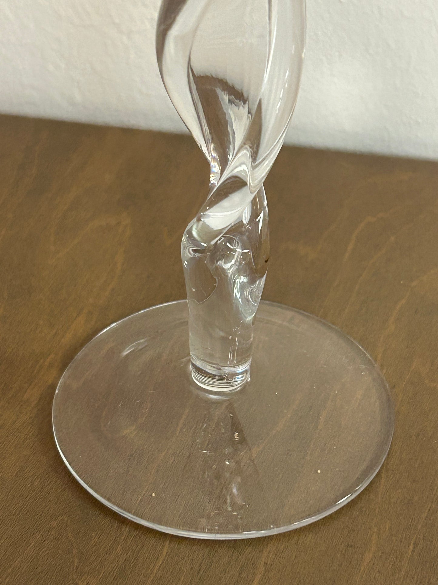 Vintage Clear Glass Twisty Candle Holder