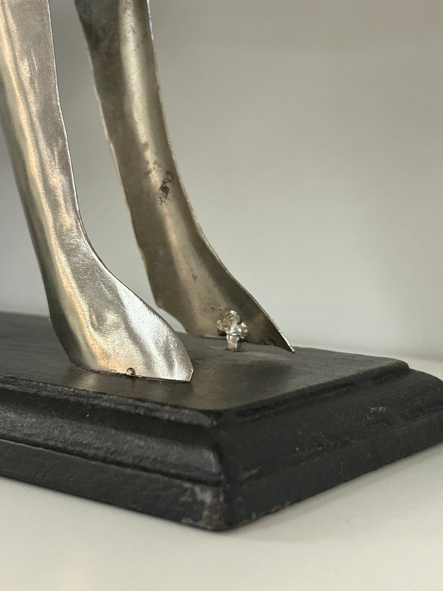Tin Stallion Sculpture On Wood Base