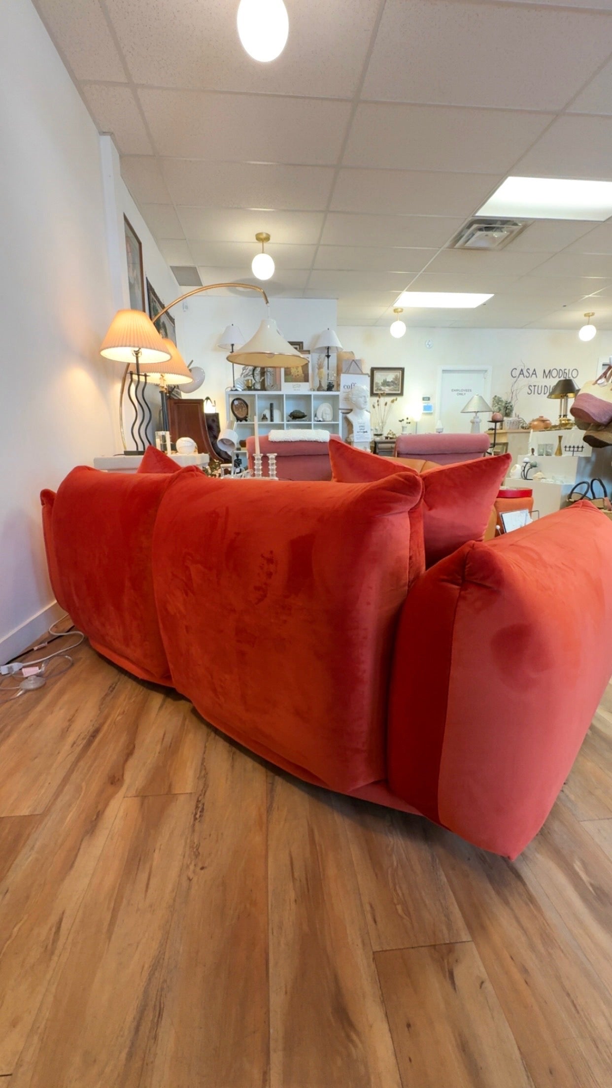 Blood Orange Velvet Loveseat