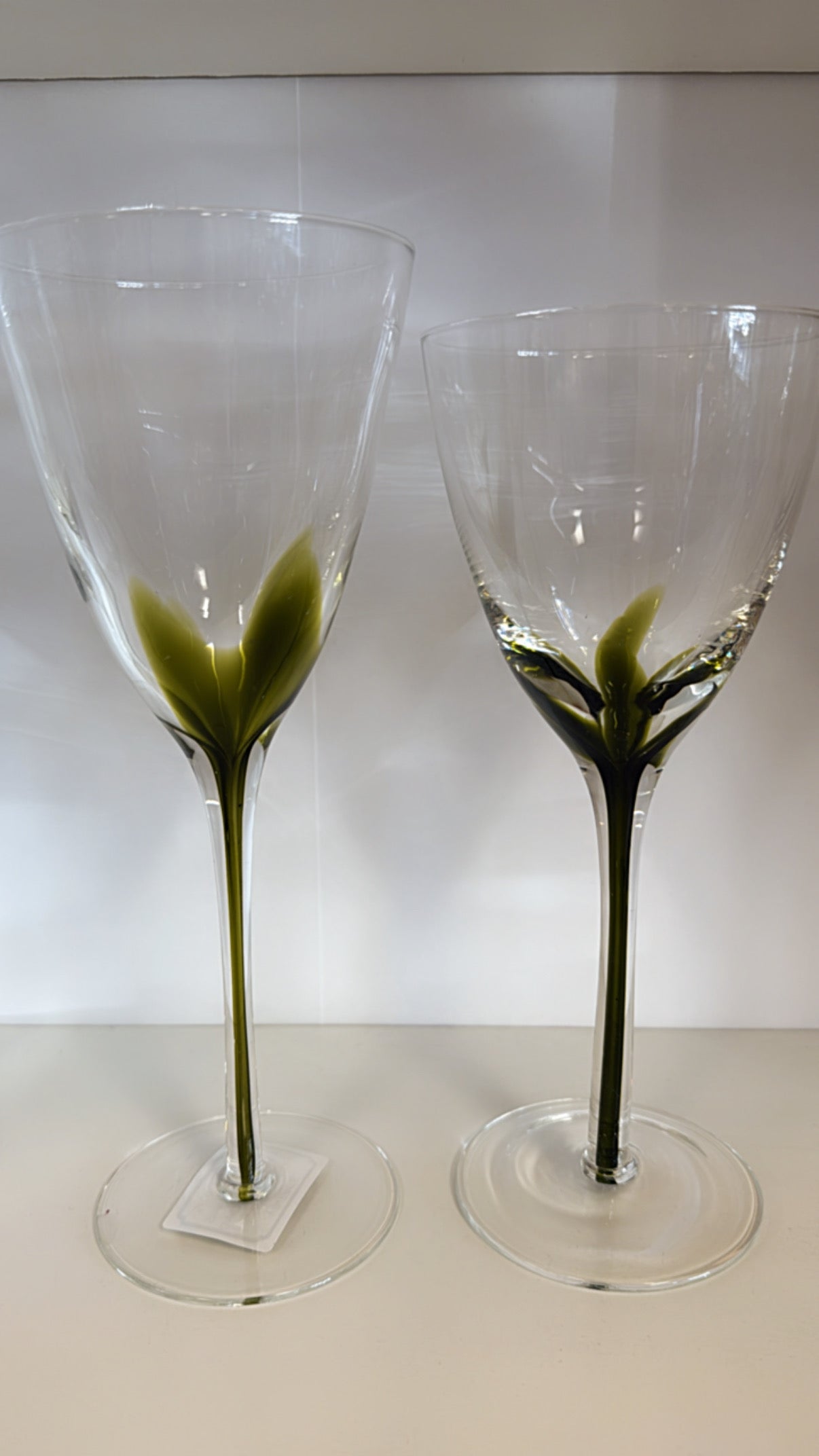 Green Stem Wine Glasses