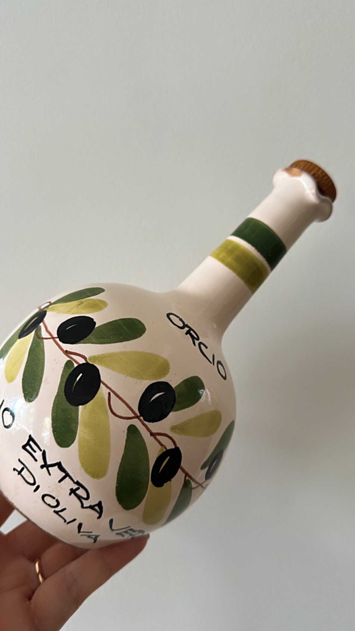 Vintage Ceramic Olive Oil Bottle