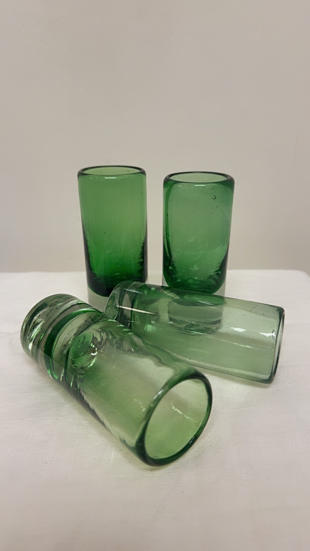 Hand-Blown Green Tequila Shot Glasses