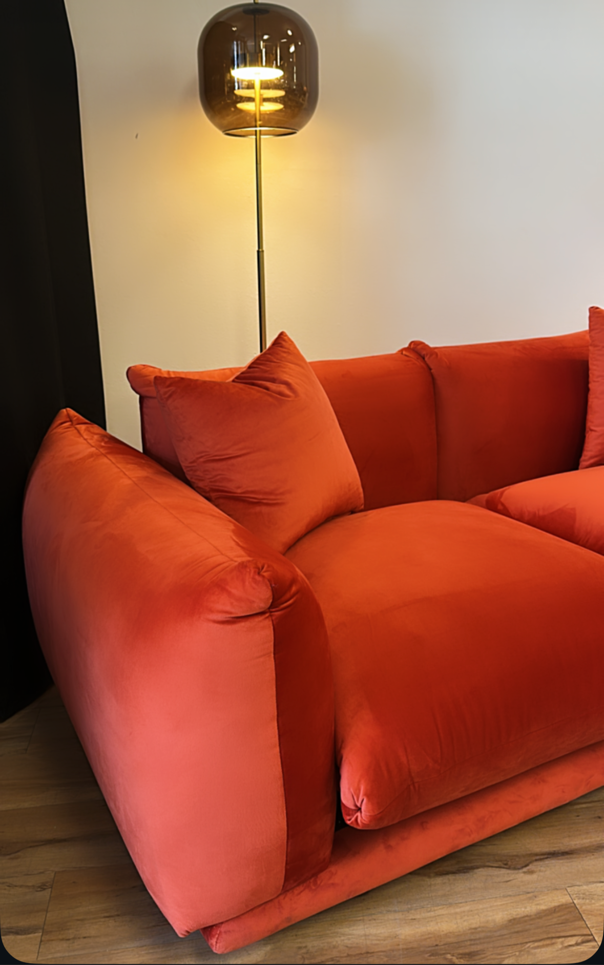 Blood Orange Velvet Loveseat