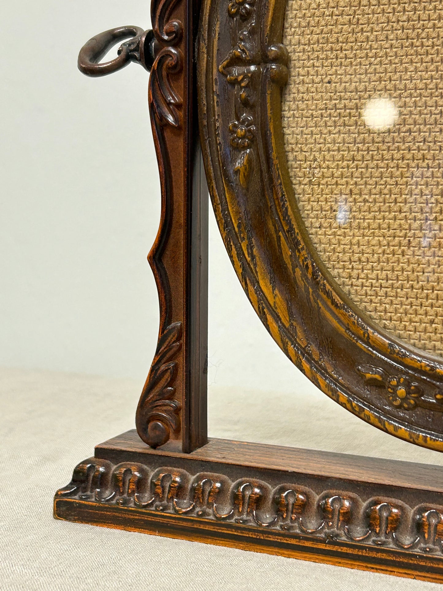 Antique Handcarved Swivel Wood Frame