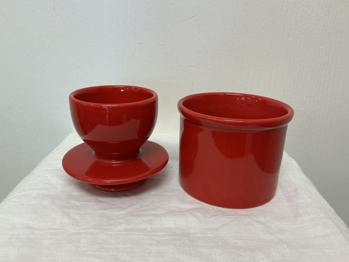 Vintage Red Ceramic Butter Bell