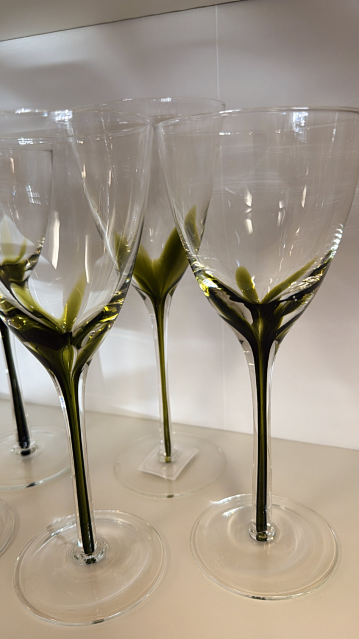 Green Stem Wine Glasses