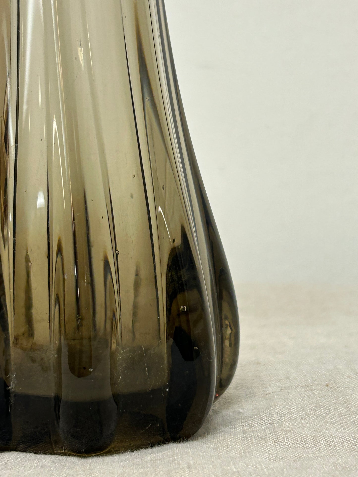 Vintage Handblown Ribbed Glass Vase