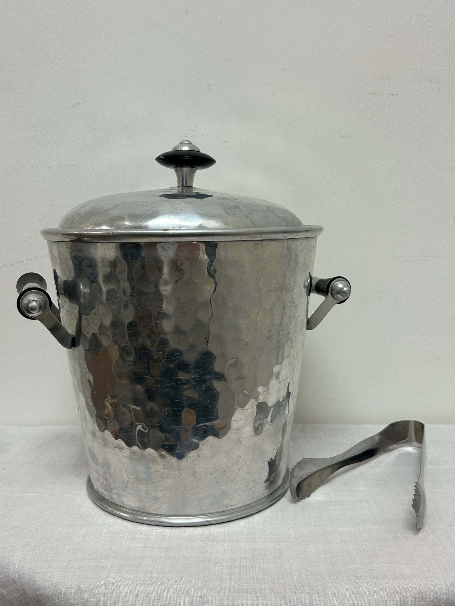 Vintage MCM Hammered Aluminum Ice Bucket