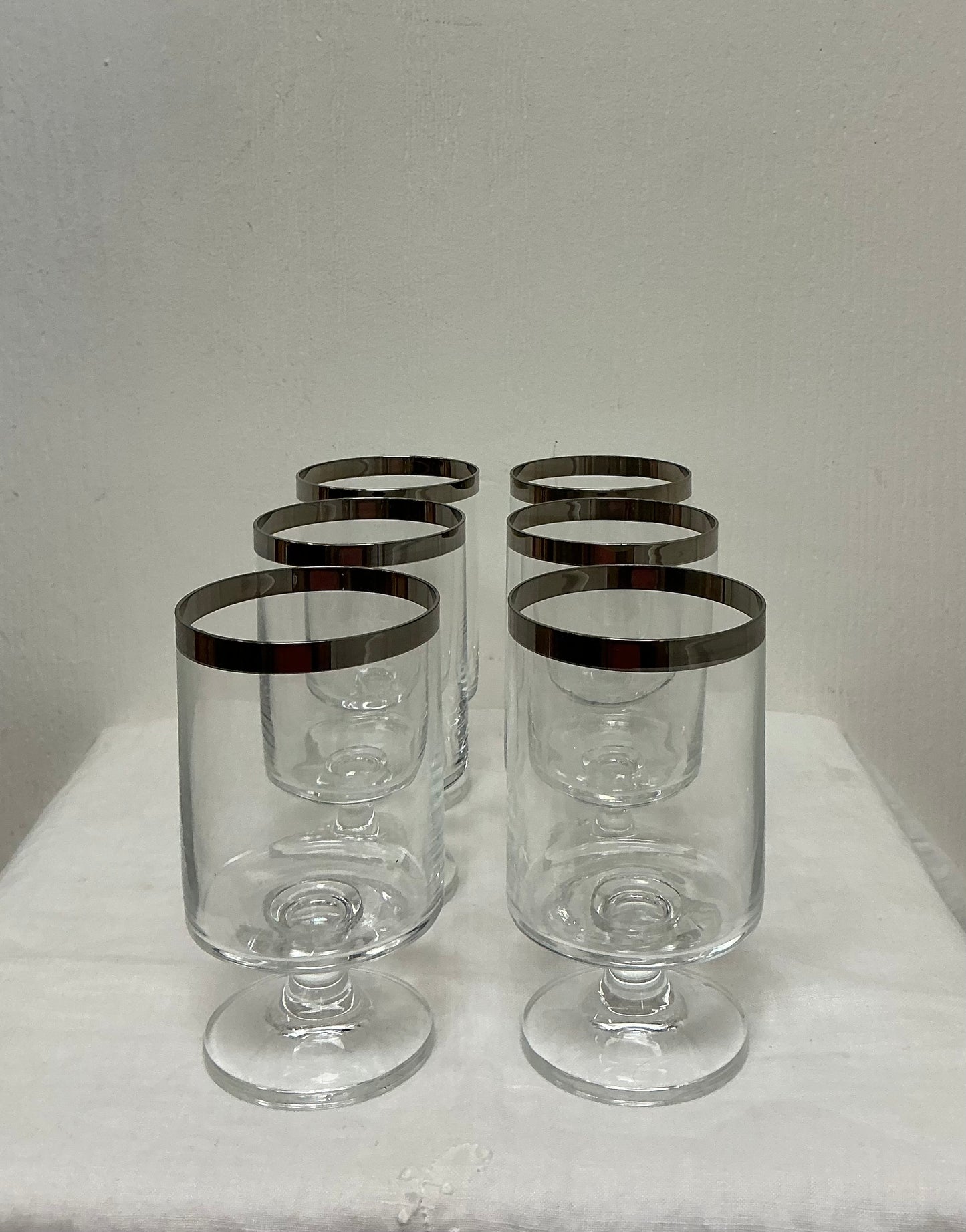 Vintage Dorothy Thorpe Allegro Sterling Silver Band Goblet Set (6)