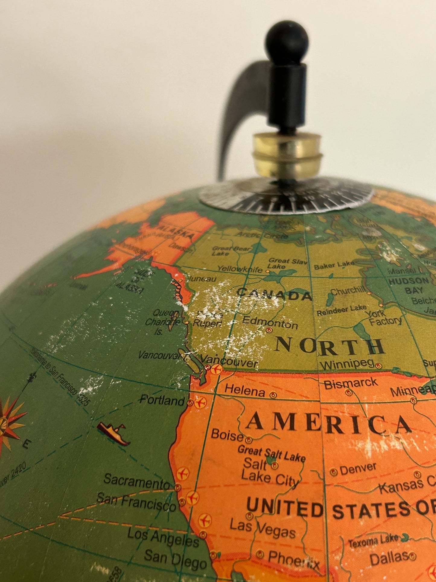 Vintage Desk Globe W/ Wooden Base
