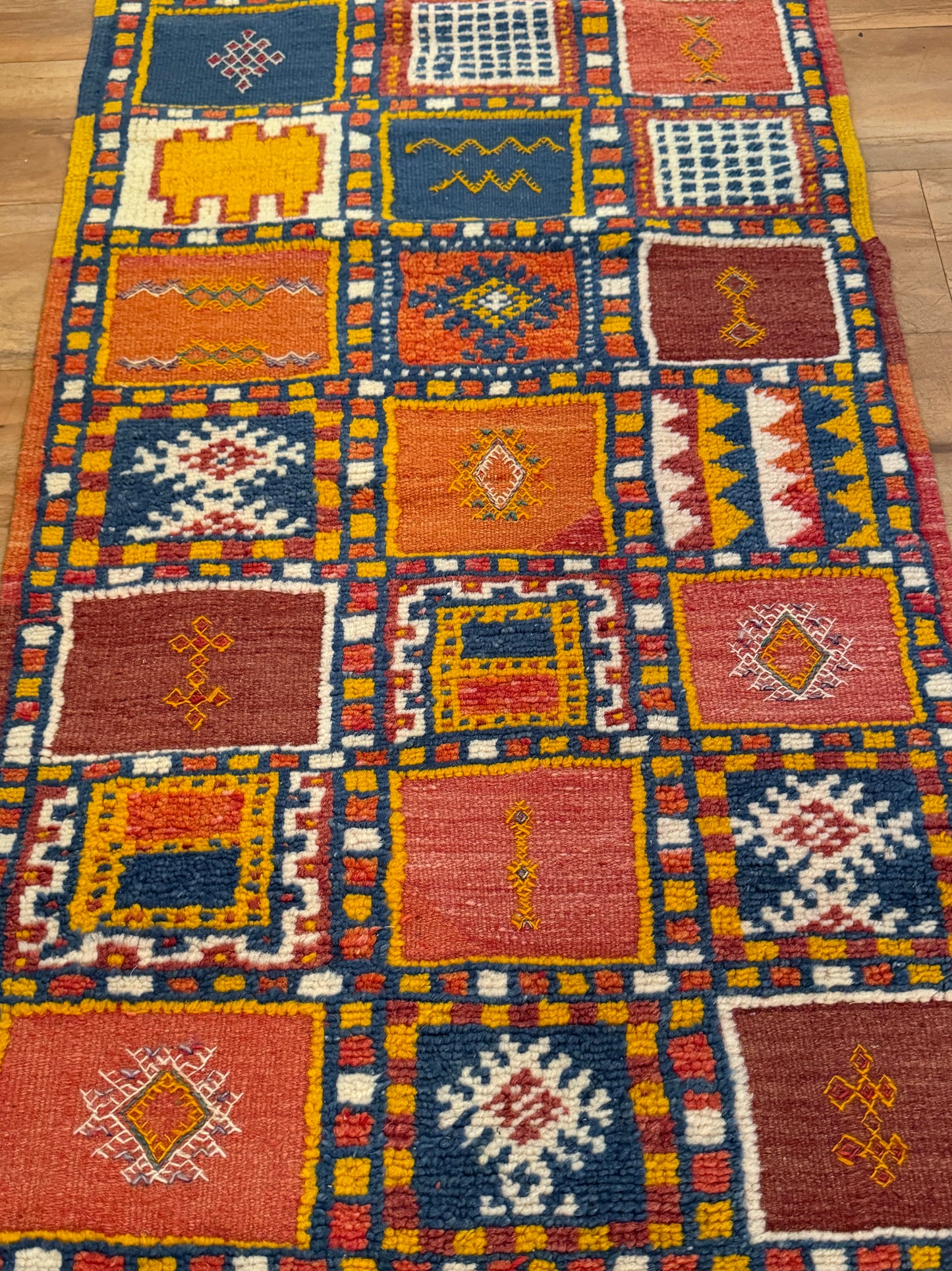 Patchwork Style Hand Knotted Wool Runner