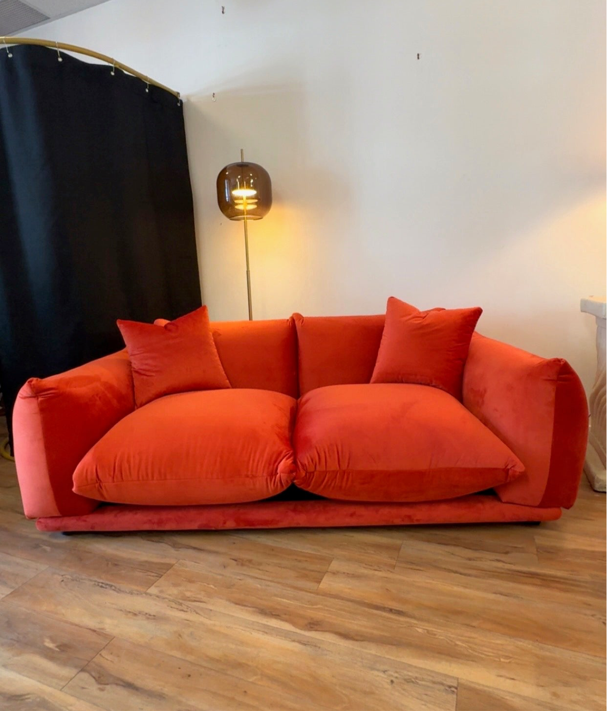 Blood Orange Velvet Loveseat
