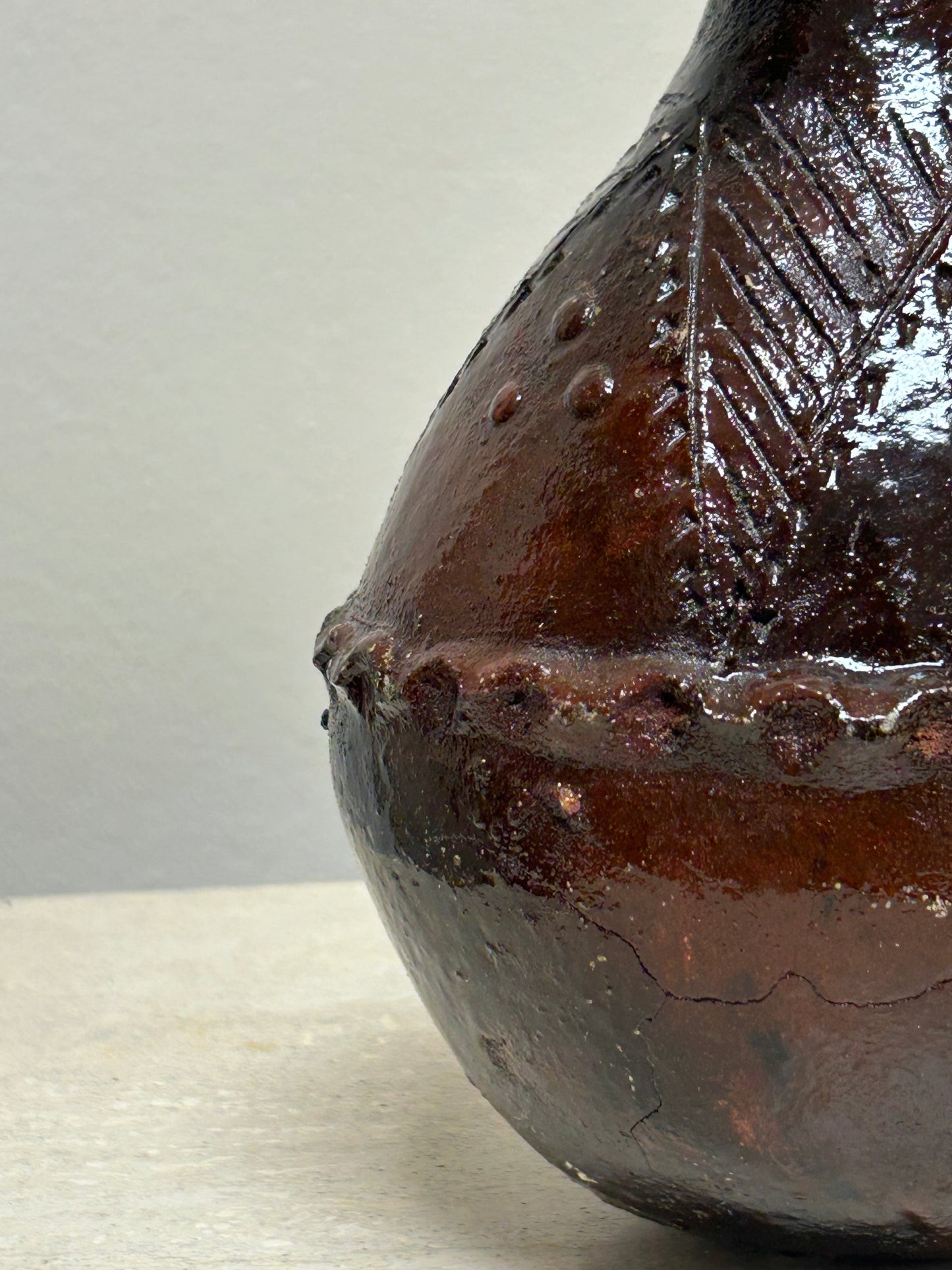 Antique Raku Pottery Vase