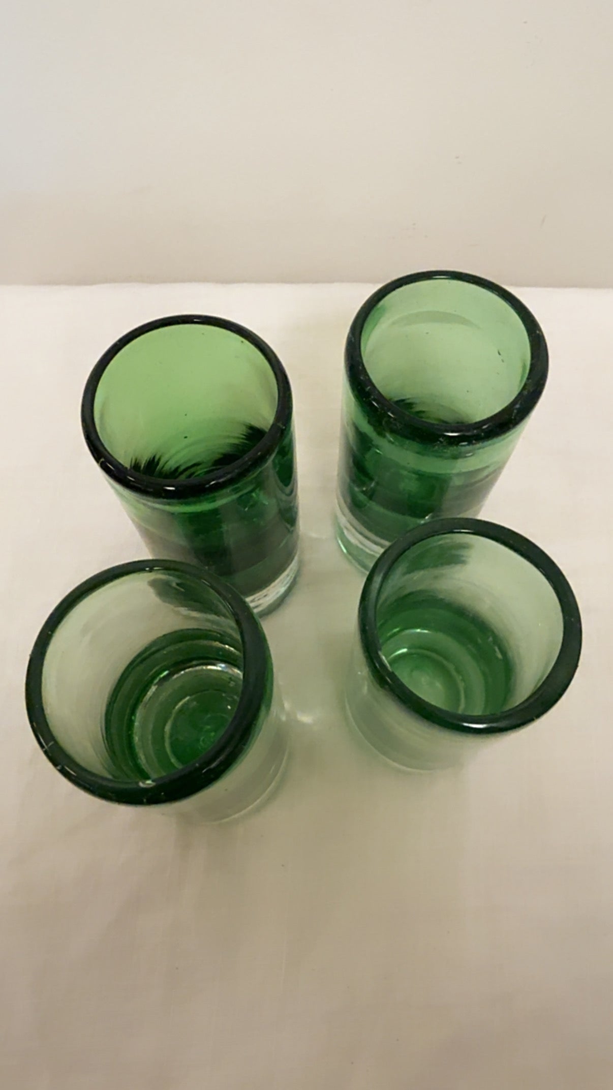 Hand-Blown Green Tequila Shot Glasses