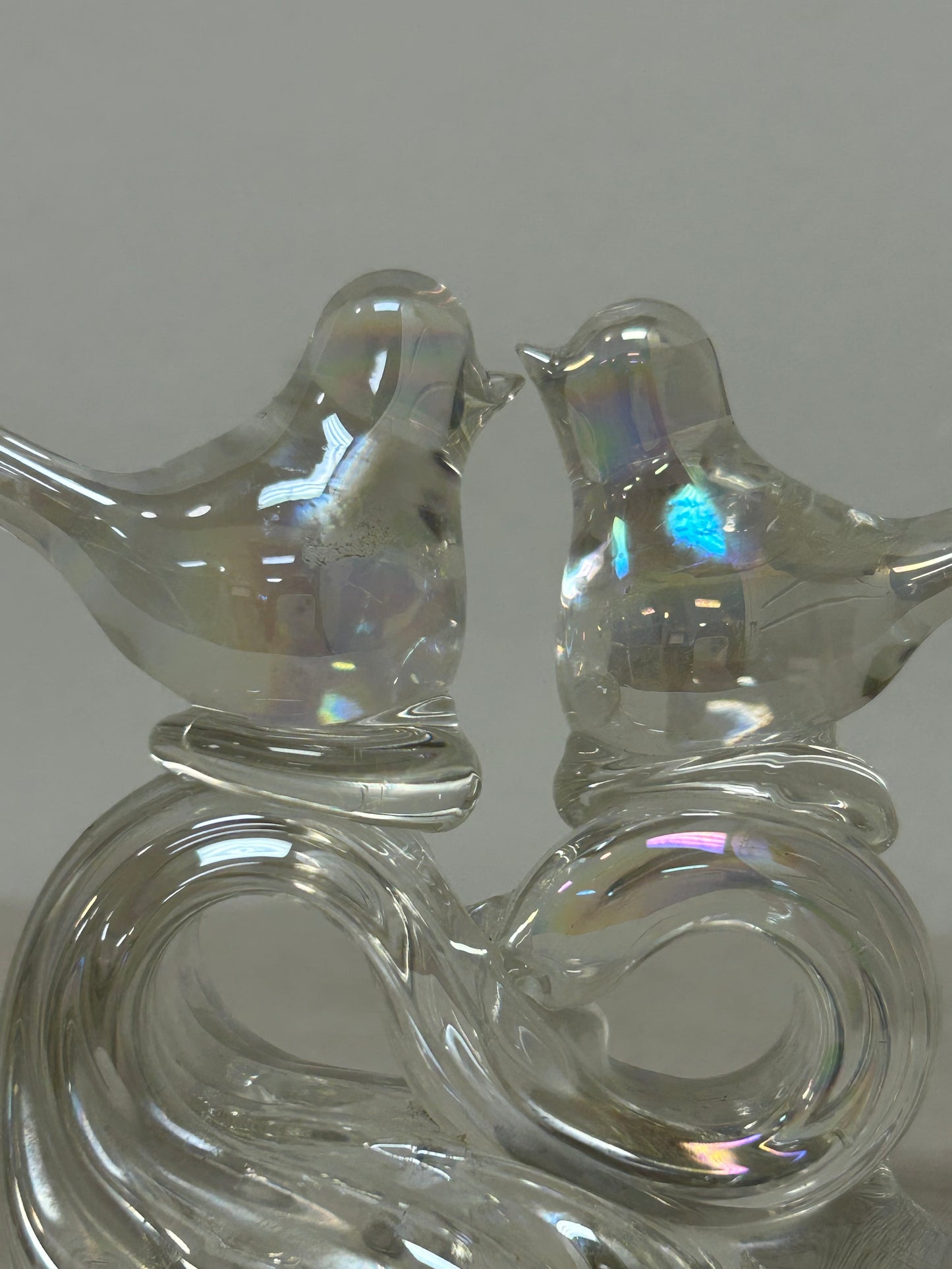 Vintage Iridescent Glass Love Birds