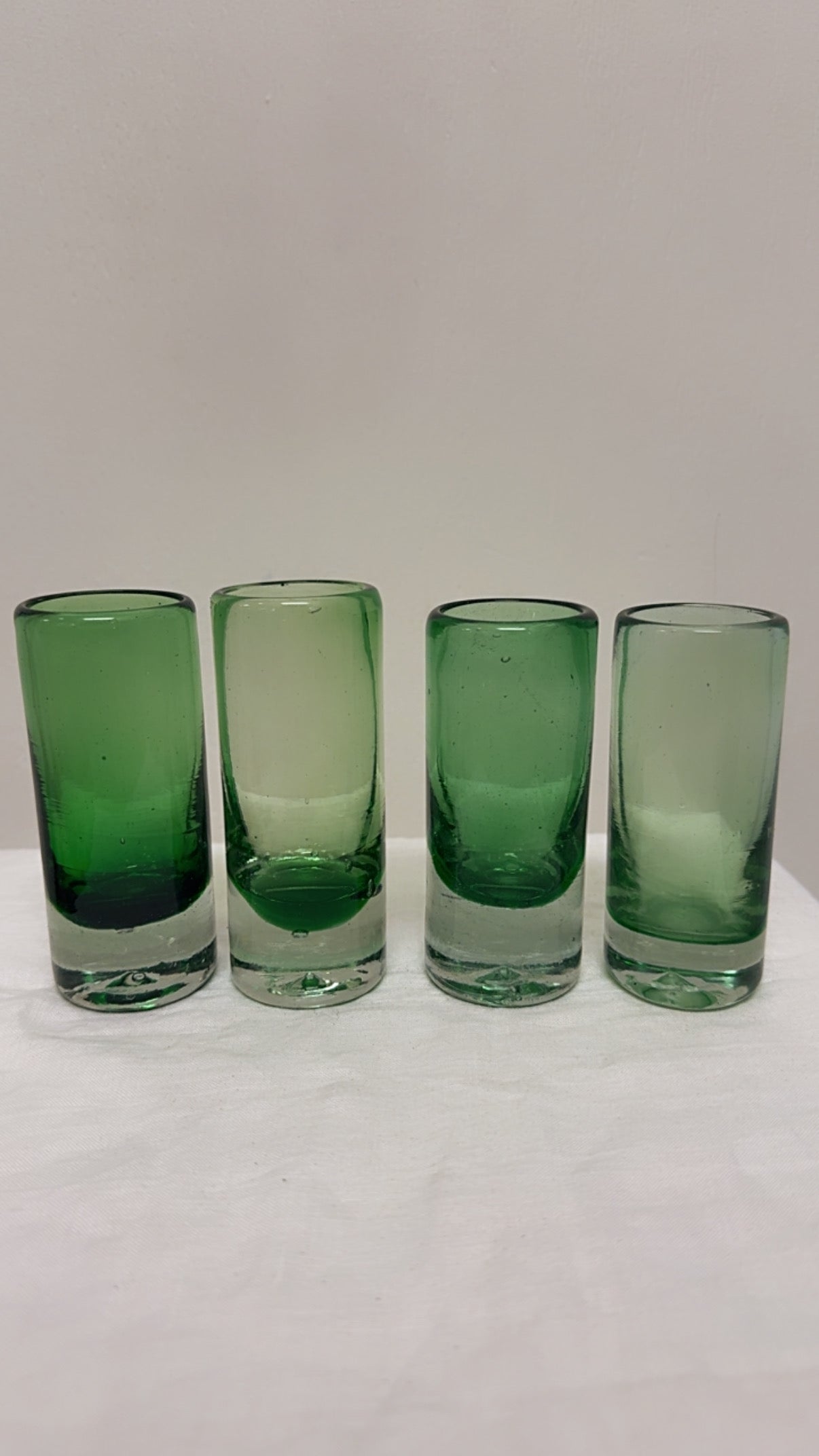 Hand-Blown Green Tequila Shot Glasses