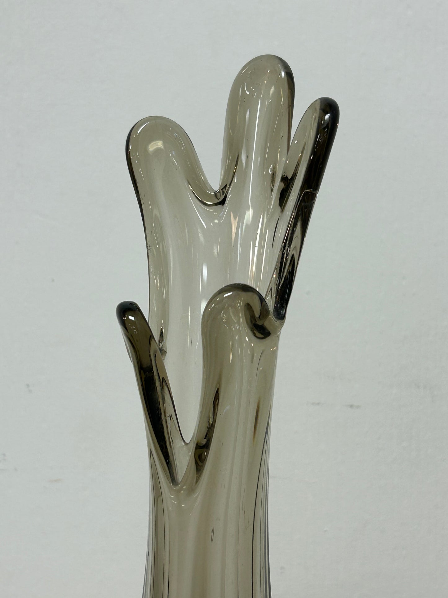 Vintage Handblown Ribbed Glass Vase