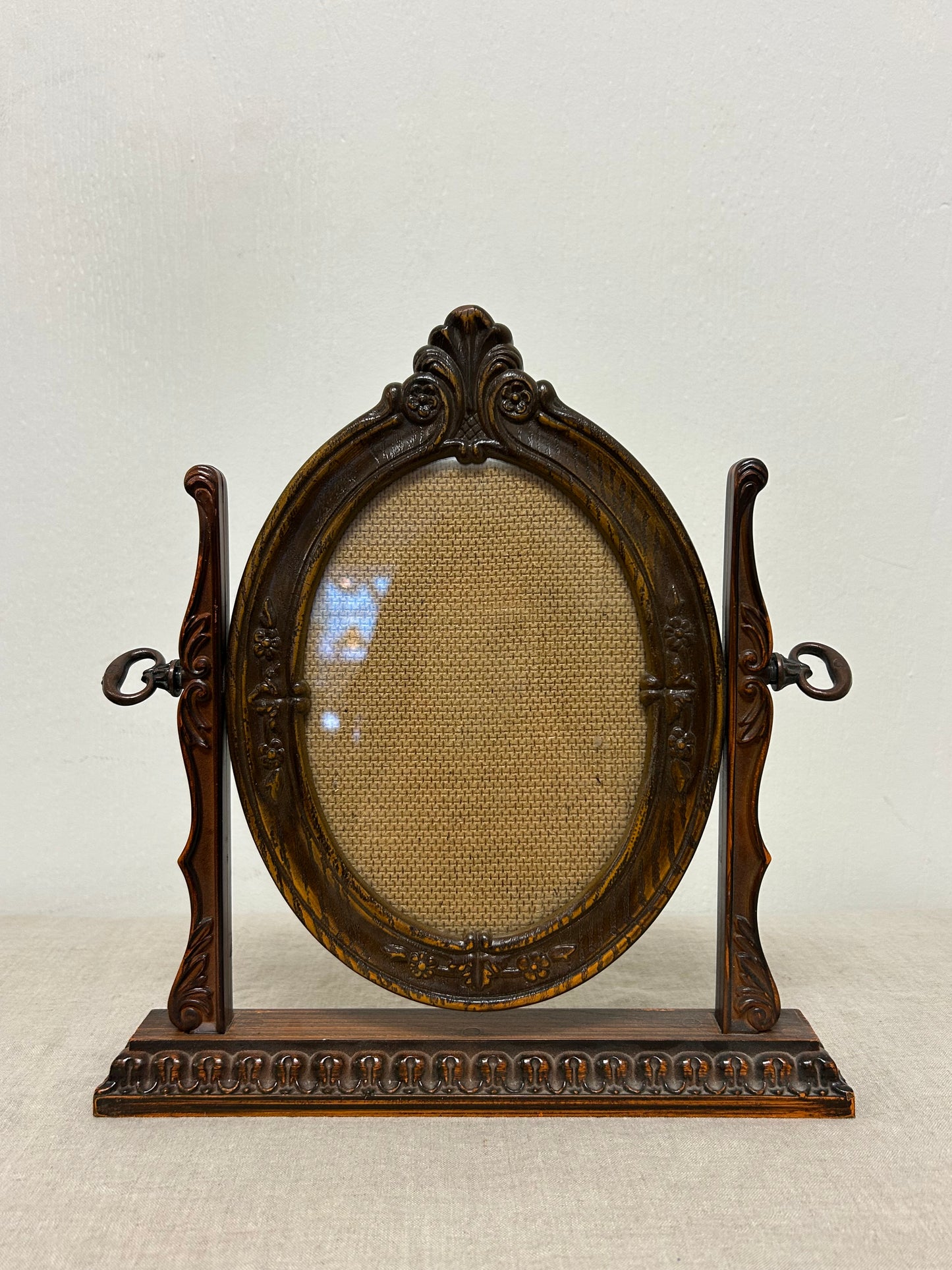Antique Handcarved Swivel Wood Frame