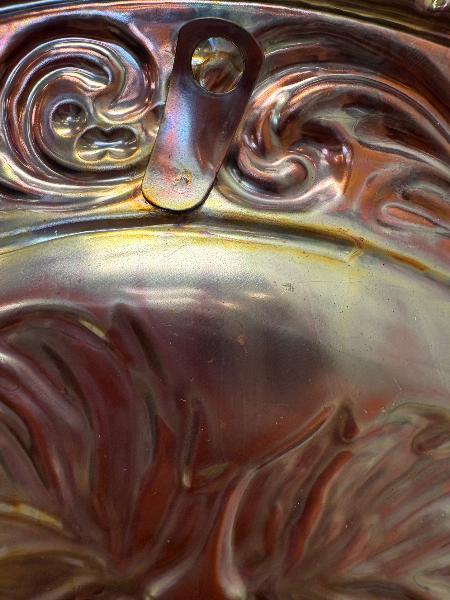 Embossed Round Copper Fruit Plaque