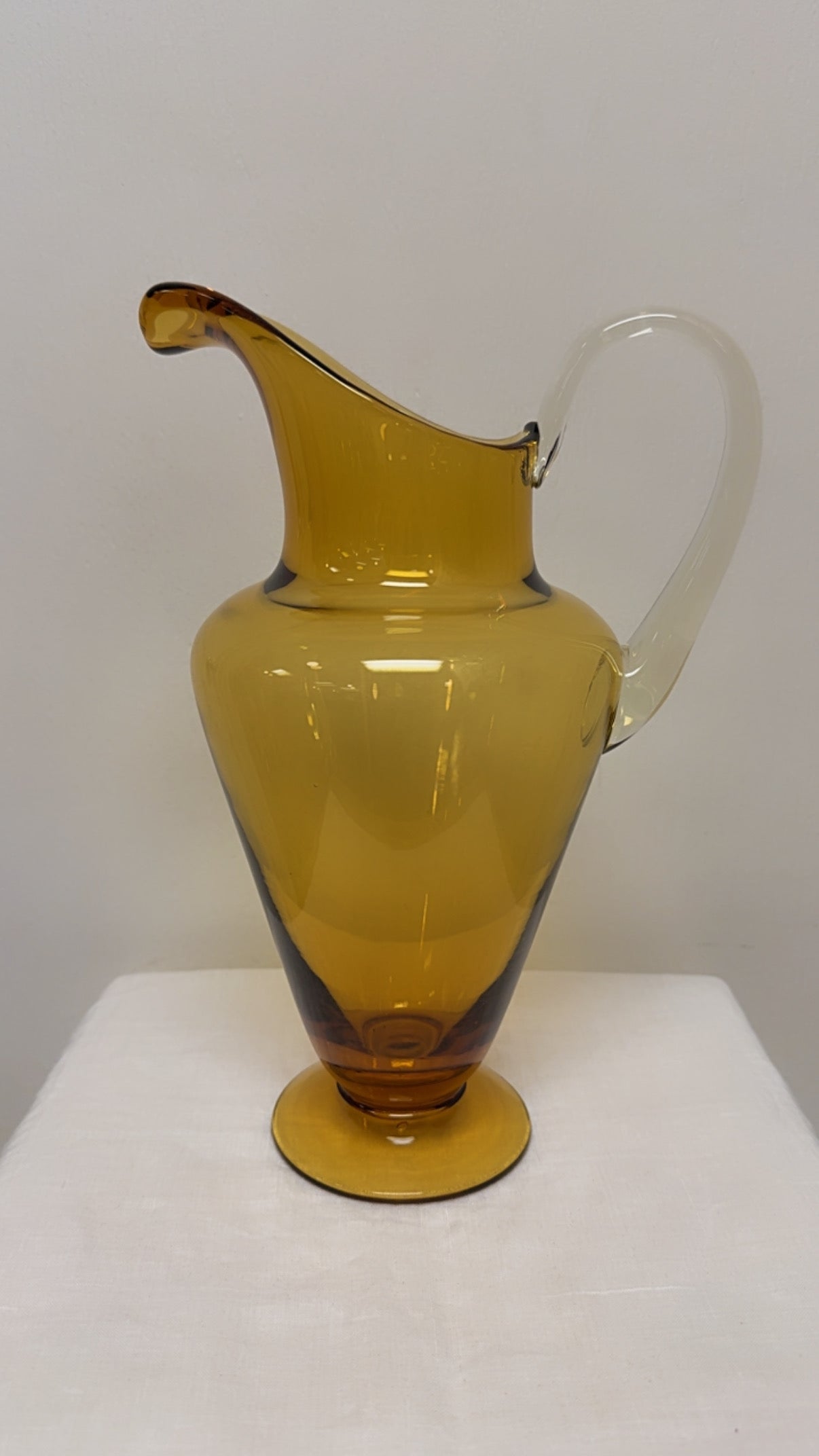 Vintage Amber Blown Glass Pitcher / Carafe