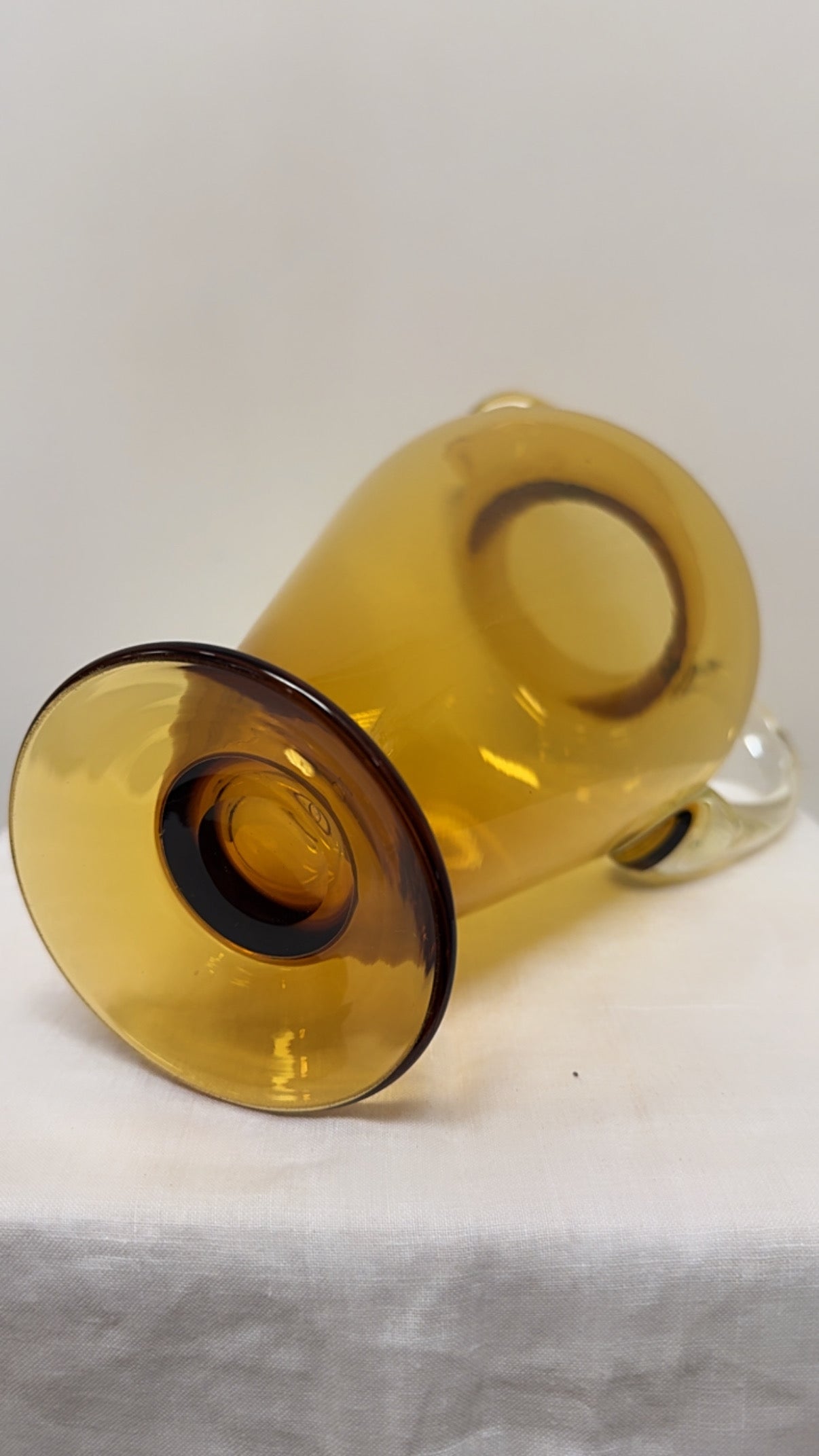 Vintage Amber Blown Glass Pitcher / Carafe