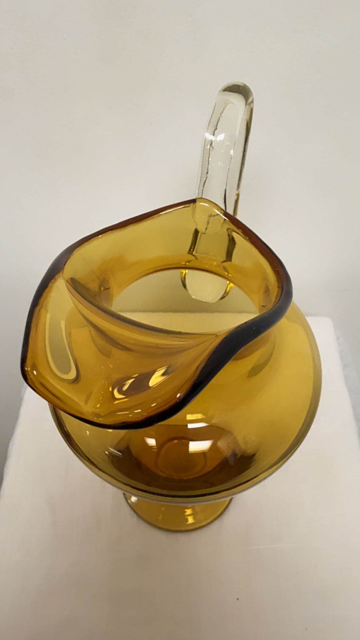 Vintage Amber Blown Glass Pitcher / Carafe