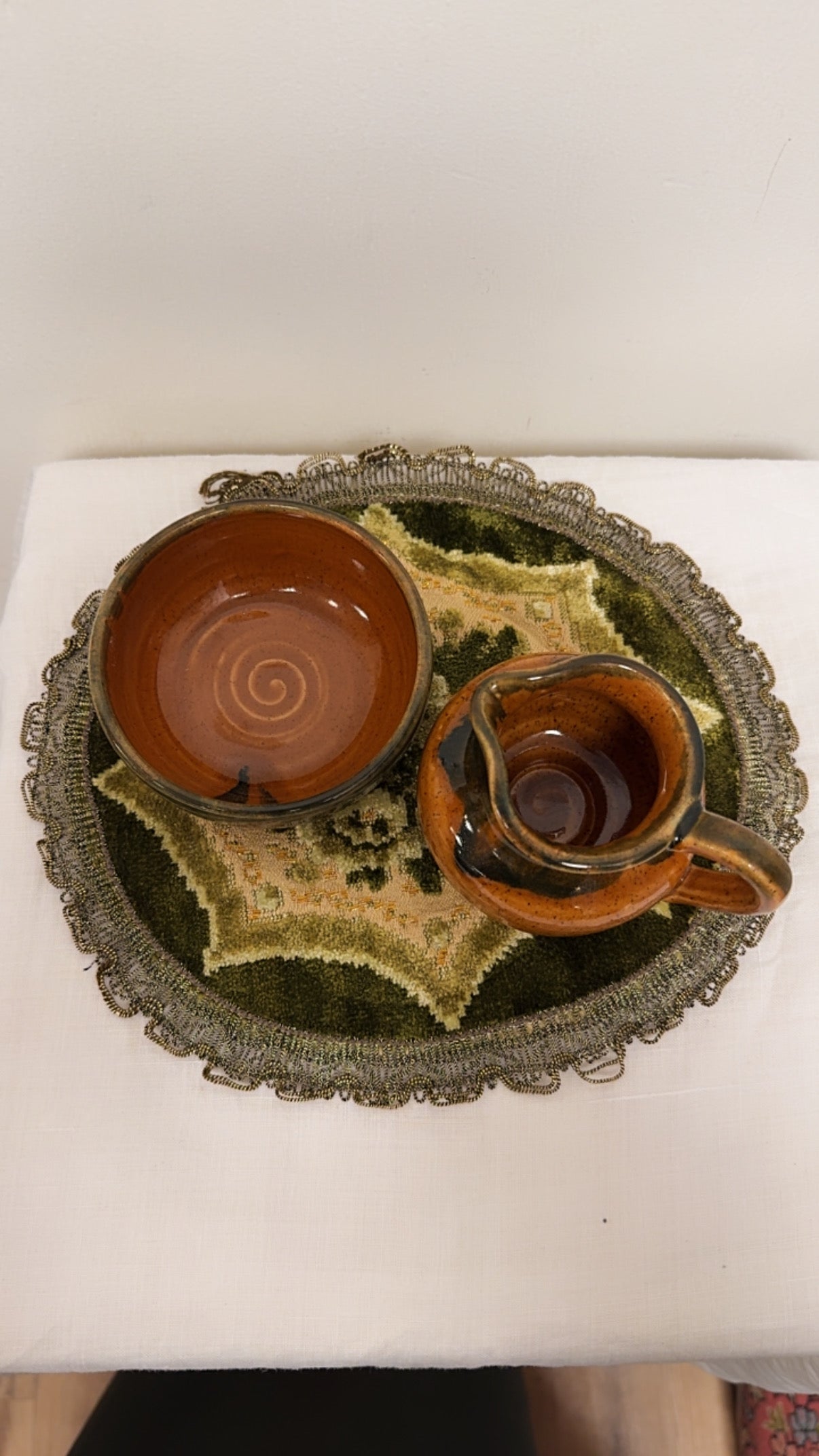 Vintage Glazed Studio Pottery Cream & Sugar Set
