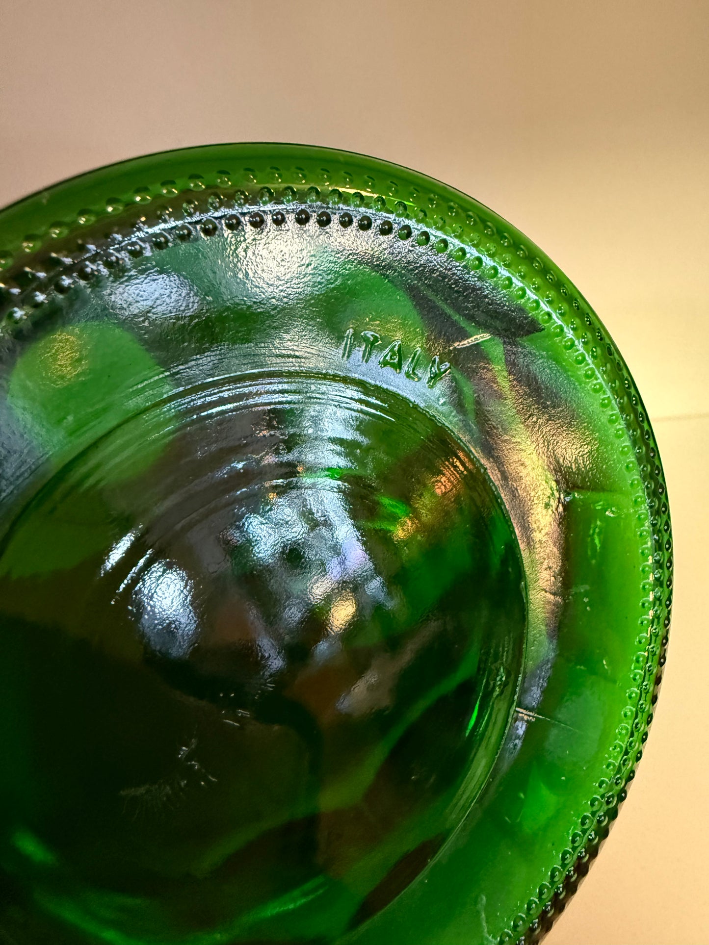 Vintage 1960s–70s Italian Emerald Green Carafe & Tumblers Set