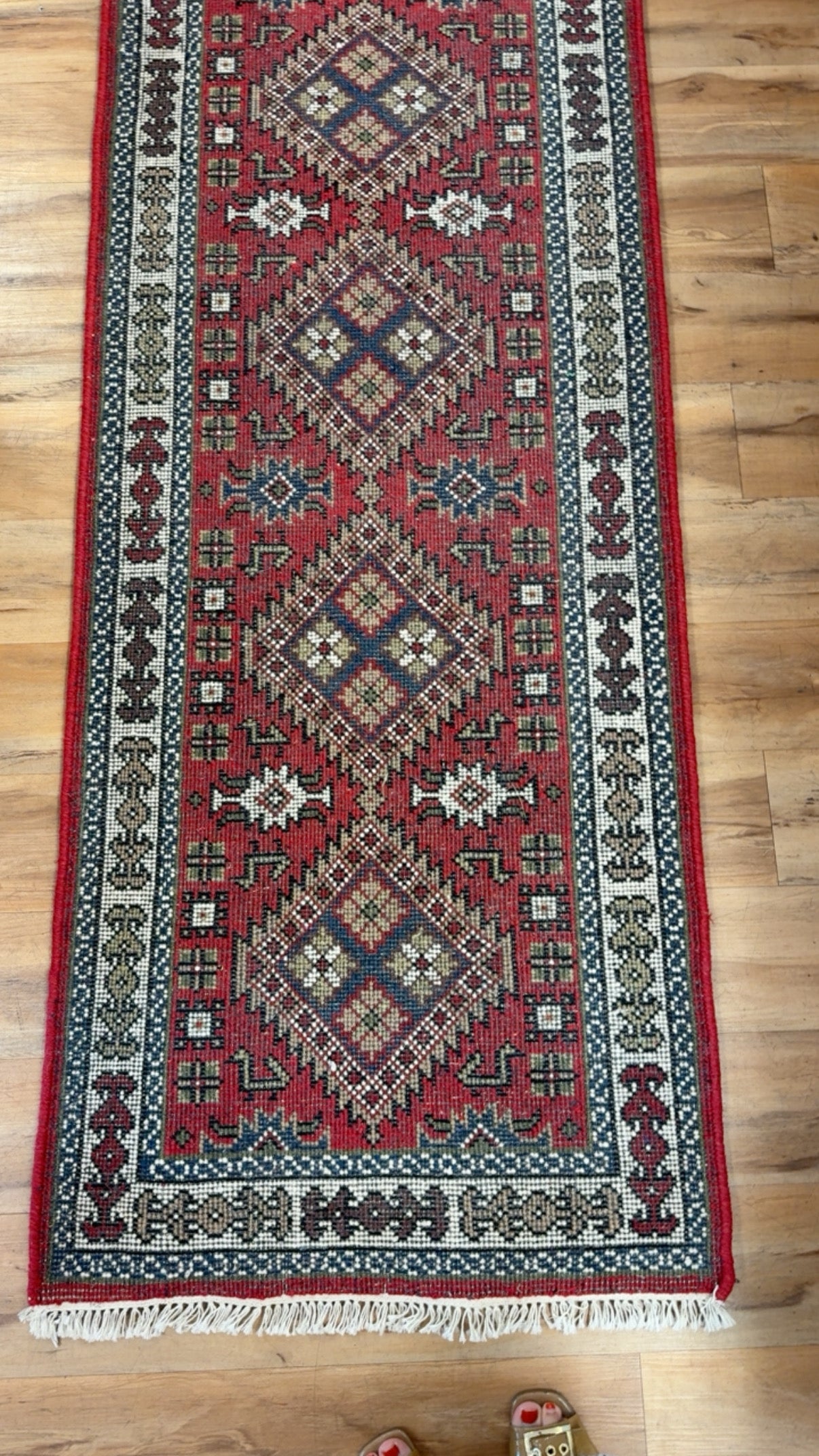 Vintage Royal Kazak Tribal Geometric Handwoven Runner