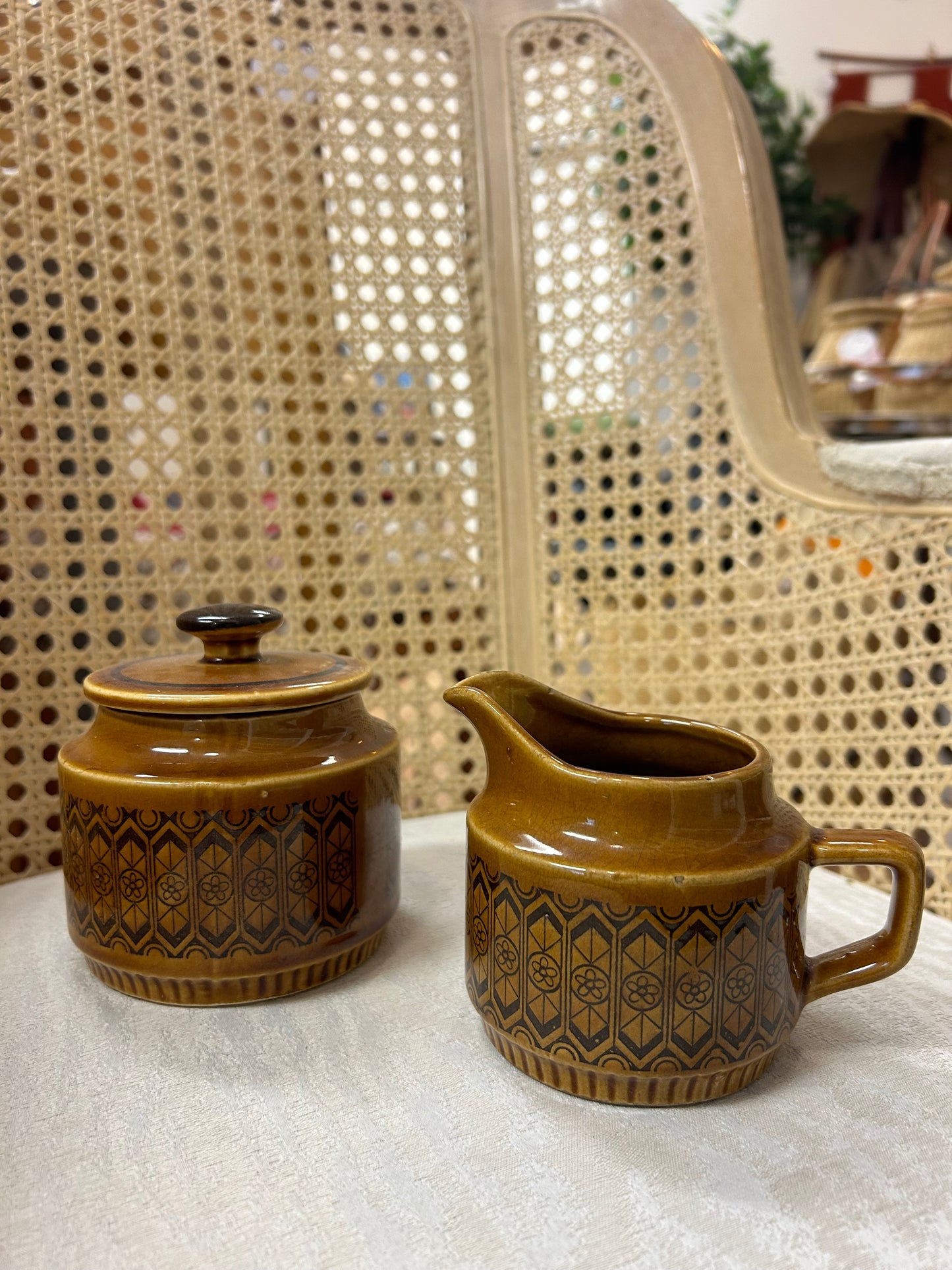 MCM Ceramic Creamer & Sugar Bowl