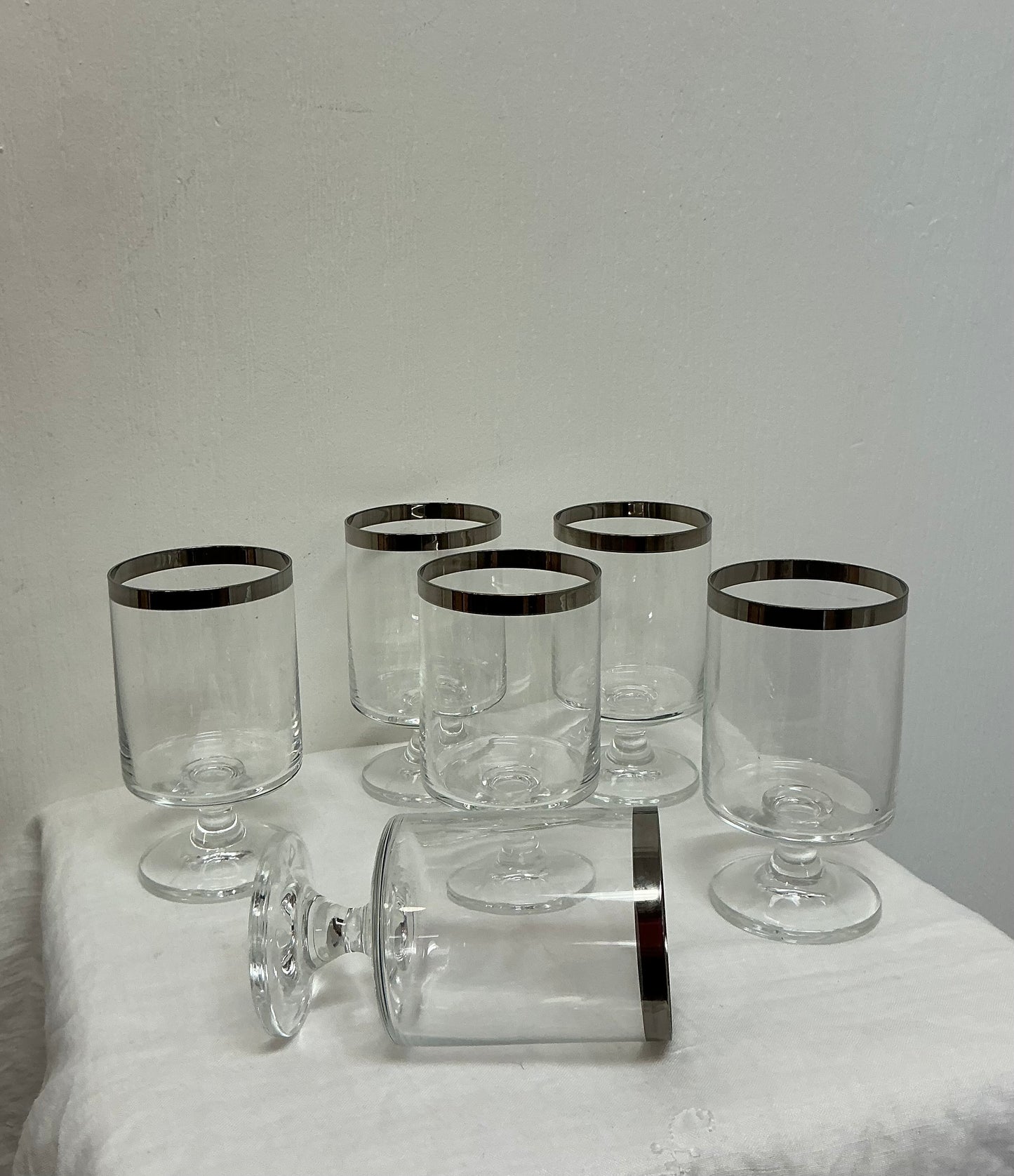 Vintage Dorothy Thorpe Allegro Sterling Silver Band Goblet Set (6)