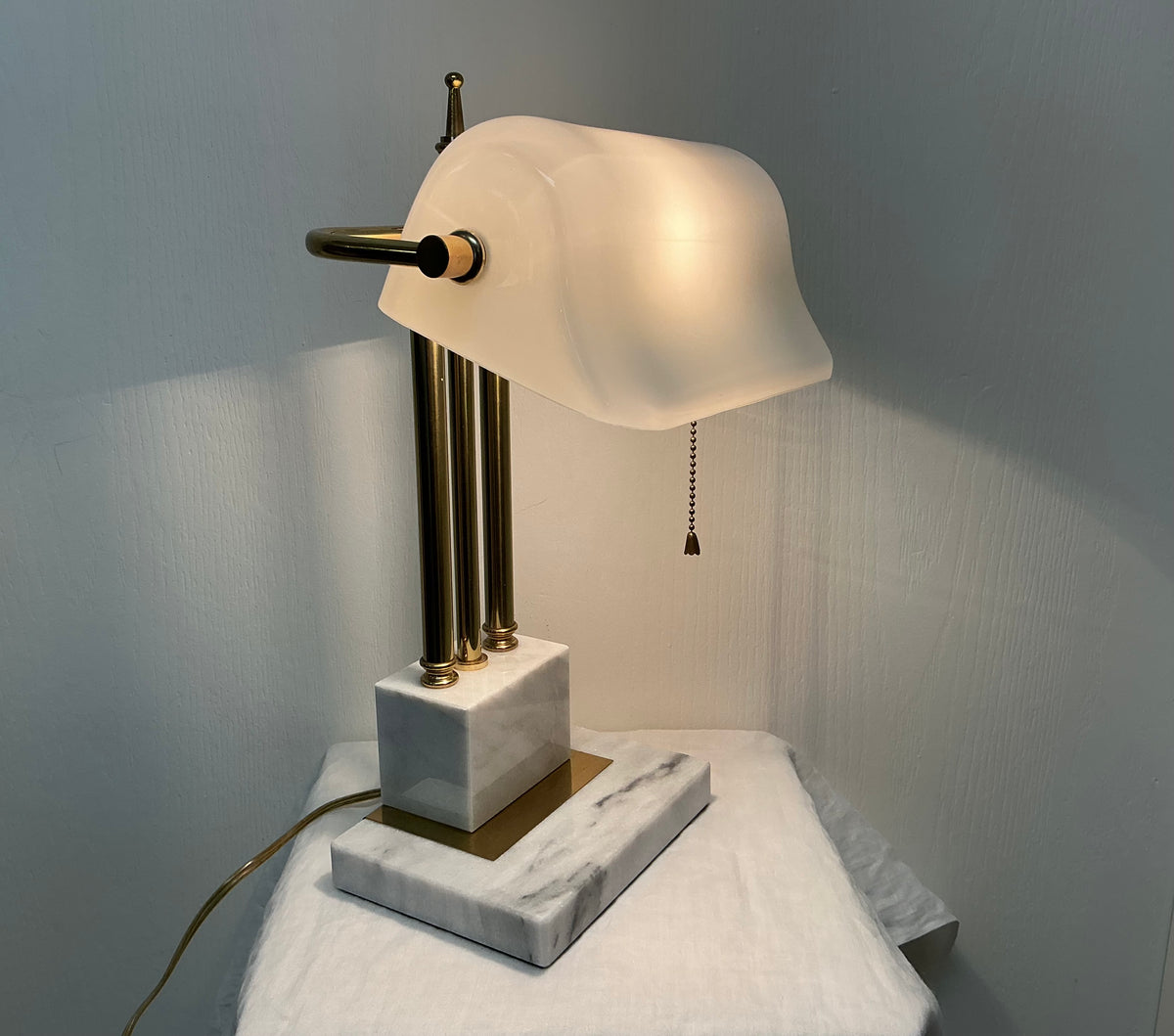 Vintage Marble Bankers Lamp