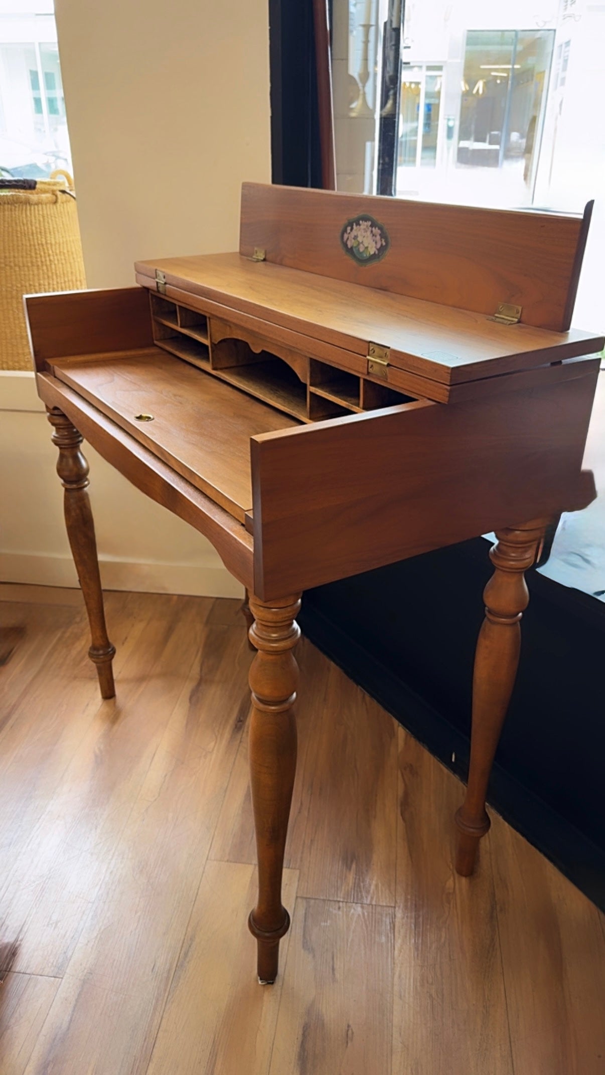 Restored Antique Walnut Flip-Top Spinet Desk