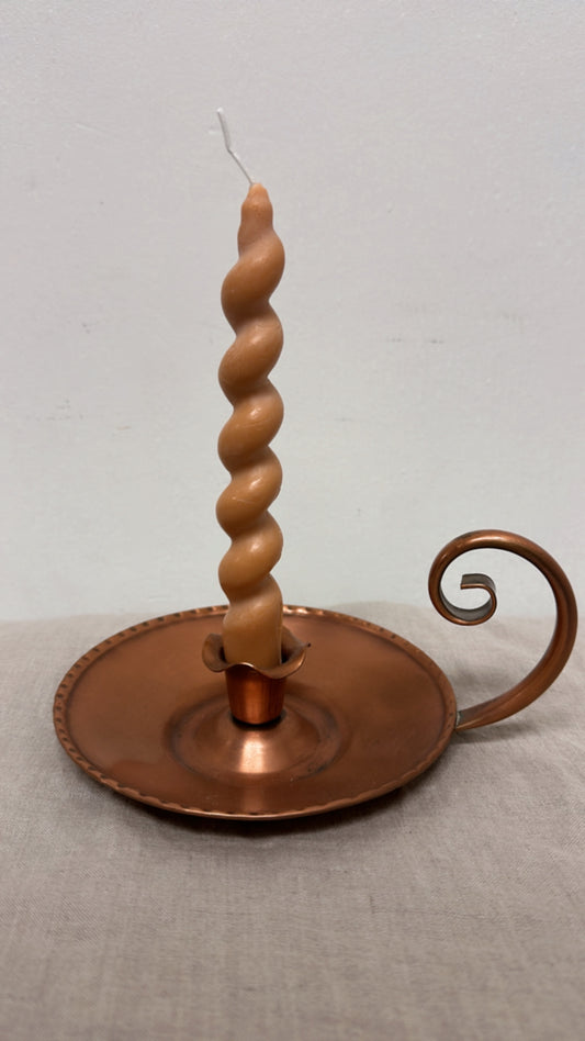 Single Copper Candle Holder w/Candle