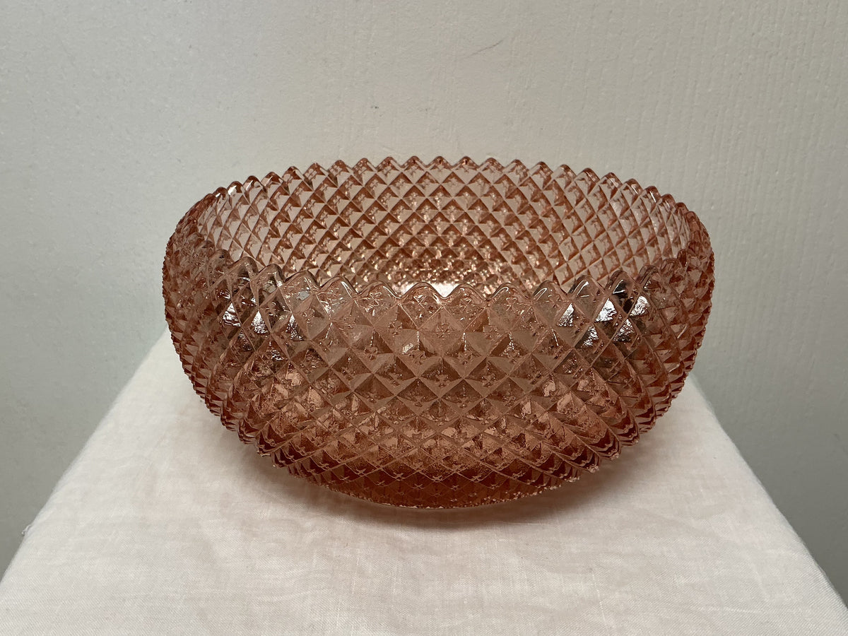 Vintage Pink Glass Serving Bowl
