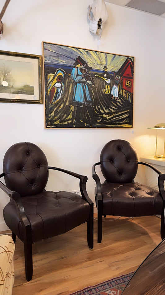 Tufted Leather Accent Chairs
