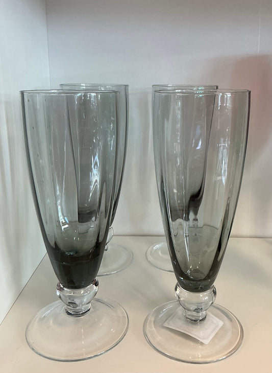 MCM Smokey Gray Footed Highball Glasses