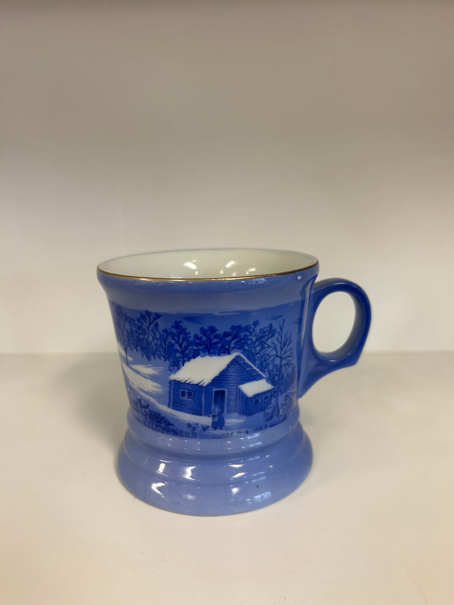 Currier And Ives Gold Rim Mugs