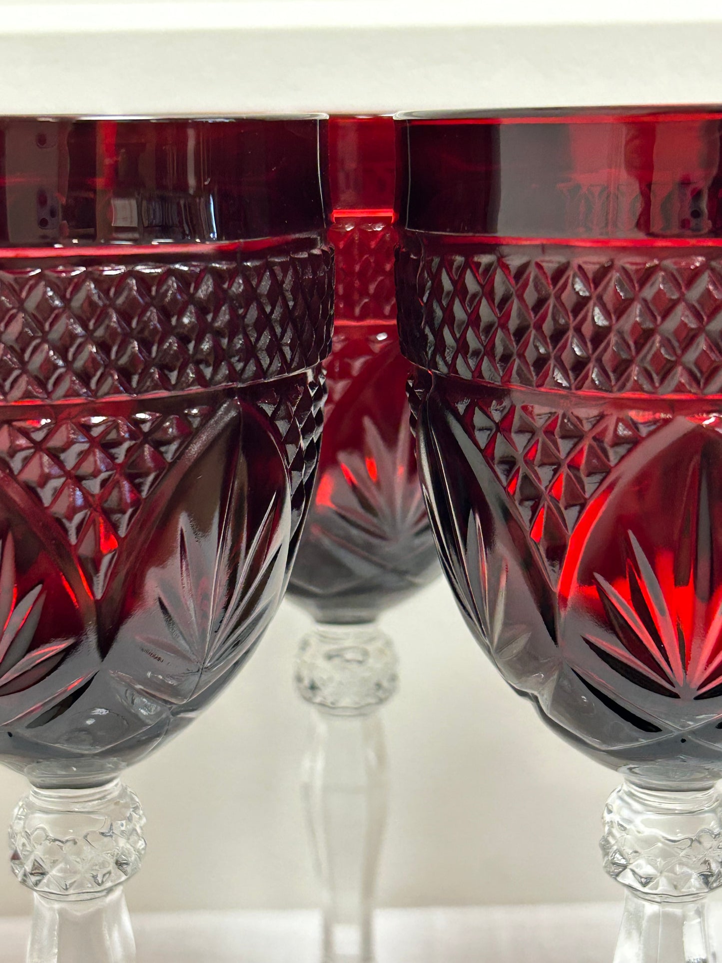 Rare Vintage Red Ruby Luminarc Goblets